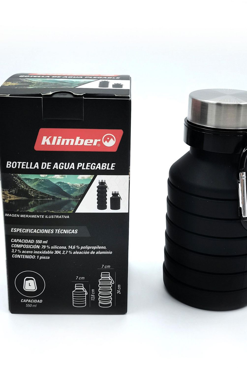 KLIMBER - Botella Plegable Camping 500ml