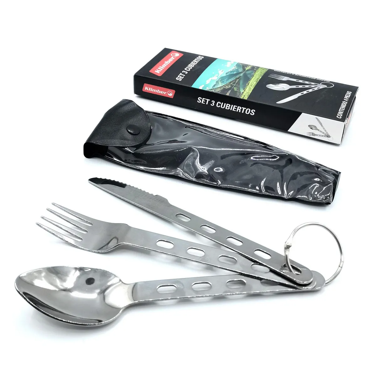 KLIMBER - Set Cubiertos de Camping 3 Unidades