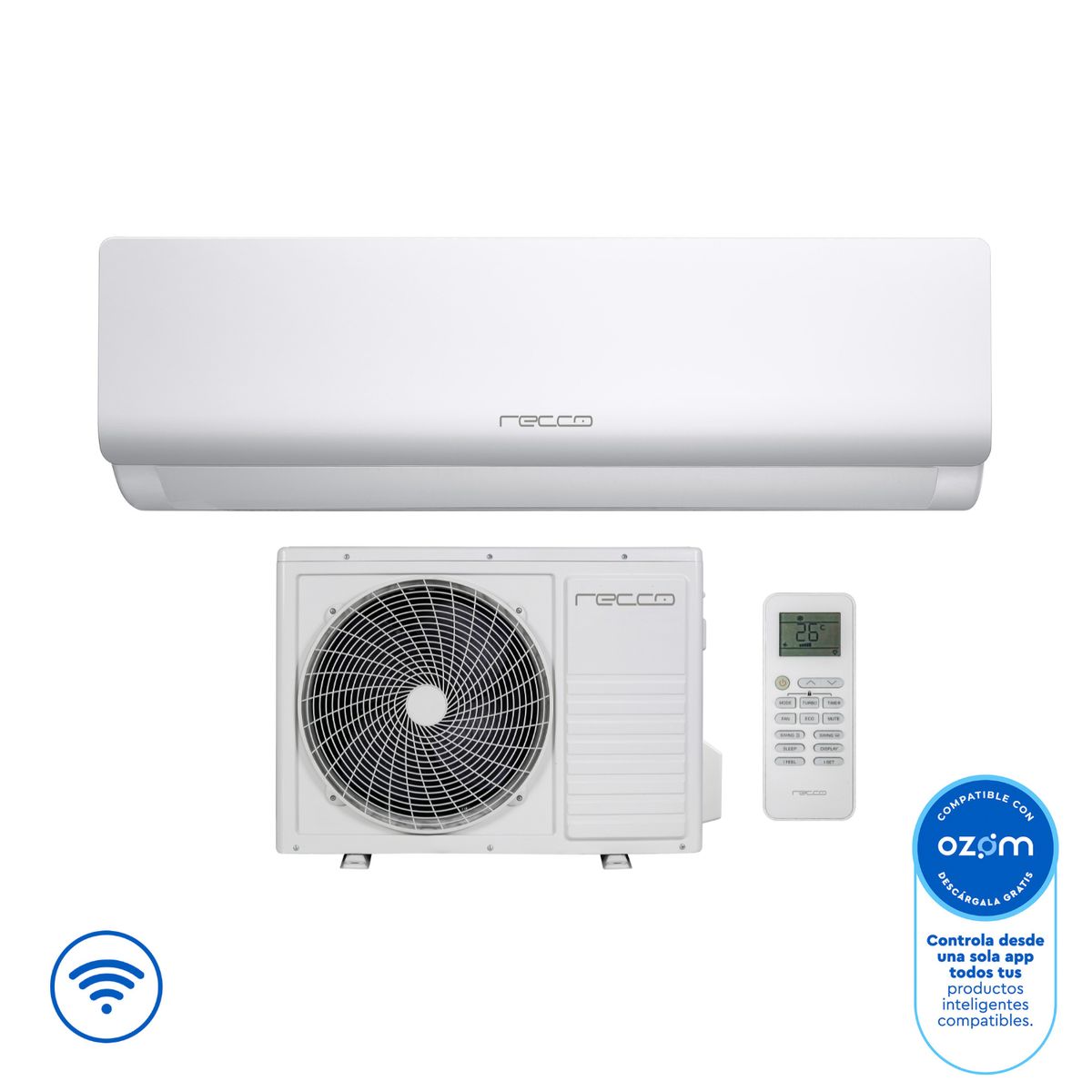 RECCO - Aire Acondicionado Split 18000BTU On/Off Wi-Fi