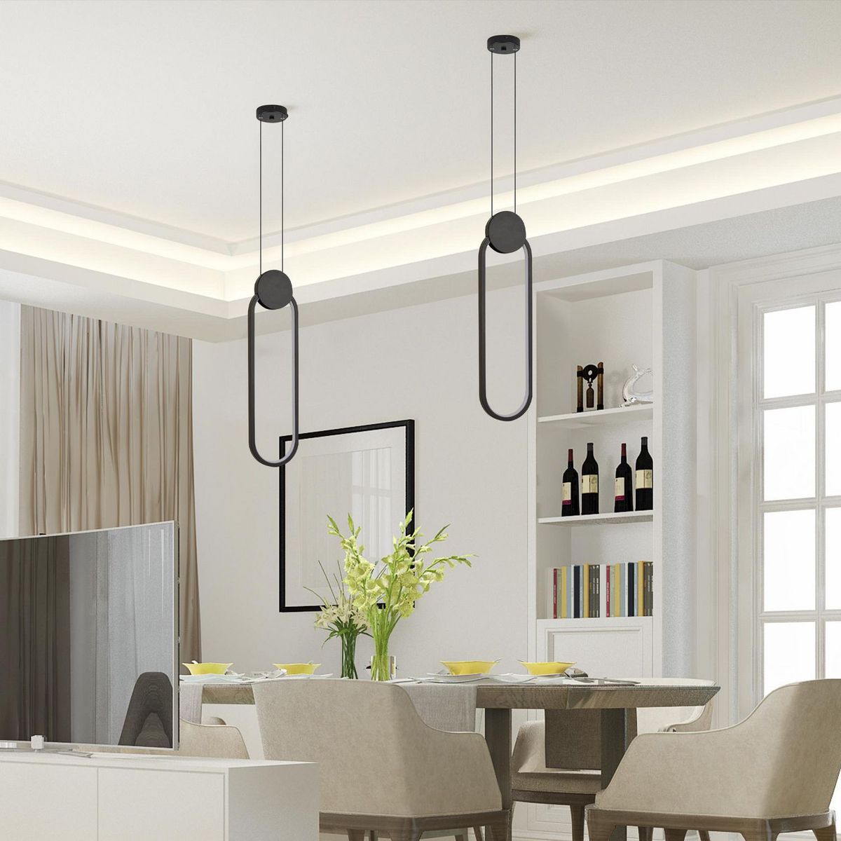 JUST HOME COLLECTION - Lámpara Colgante Led Safiro Luz Cálida Negro