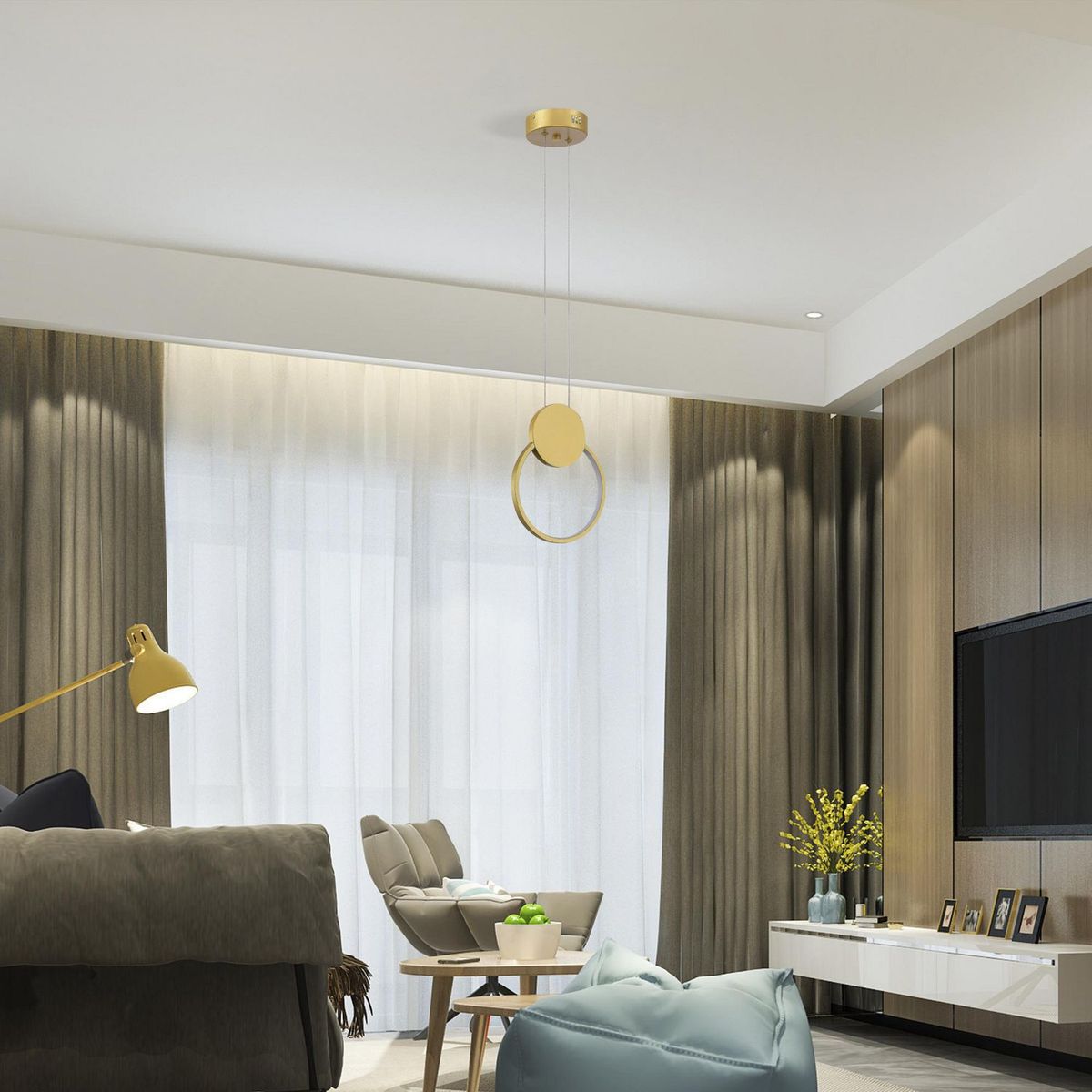 JUST HOME COLLECTION - Lámpara Colgante Led Ruba Luz Cálida Dorado