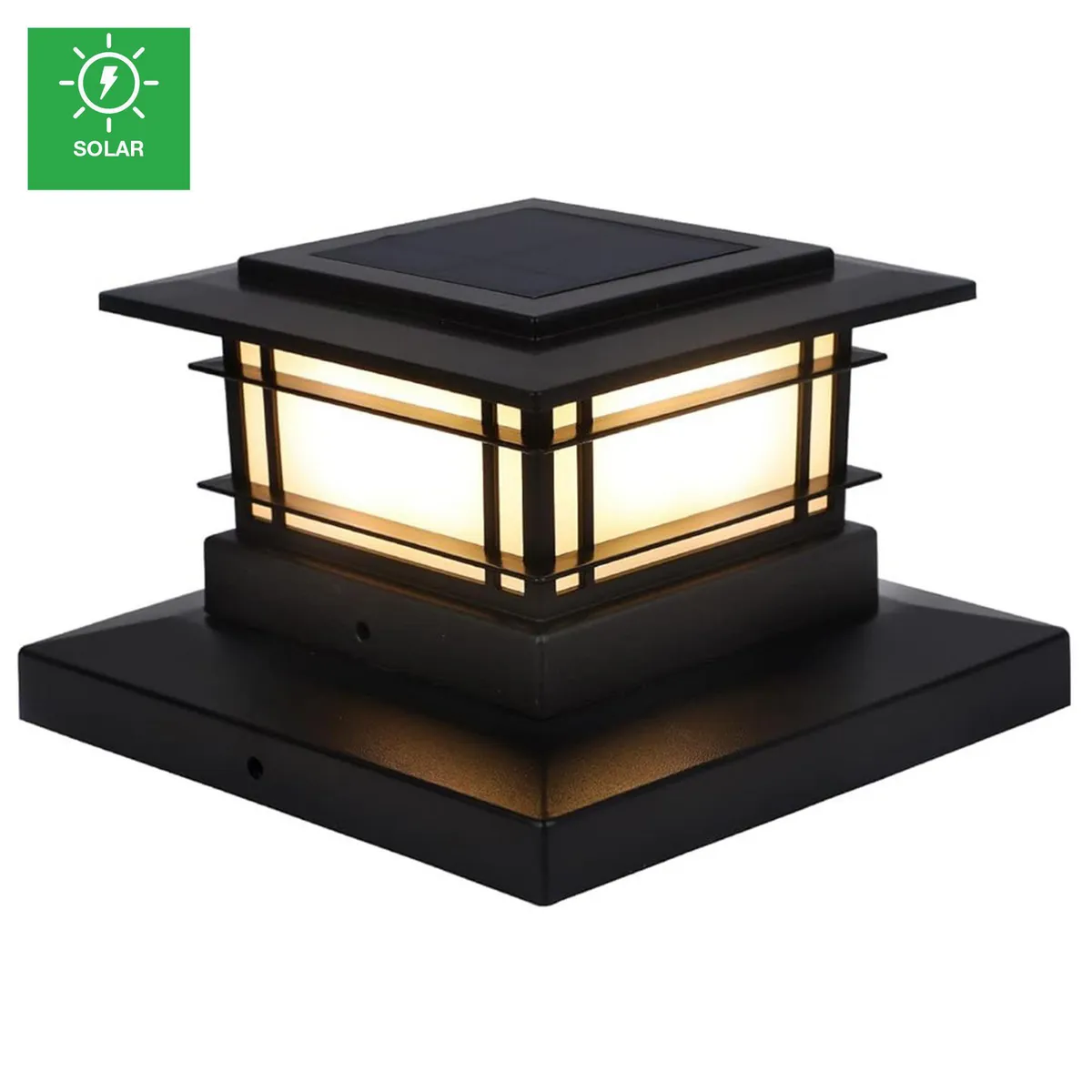 JUST HOME COLLECTION - Farol Solar Poste Led Mora Negro Luz Cálida