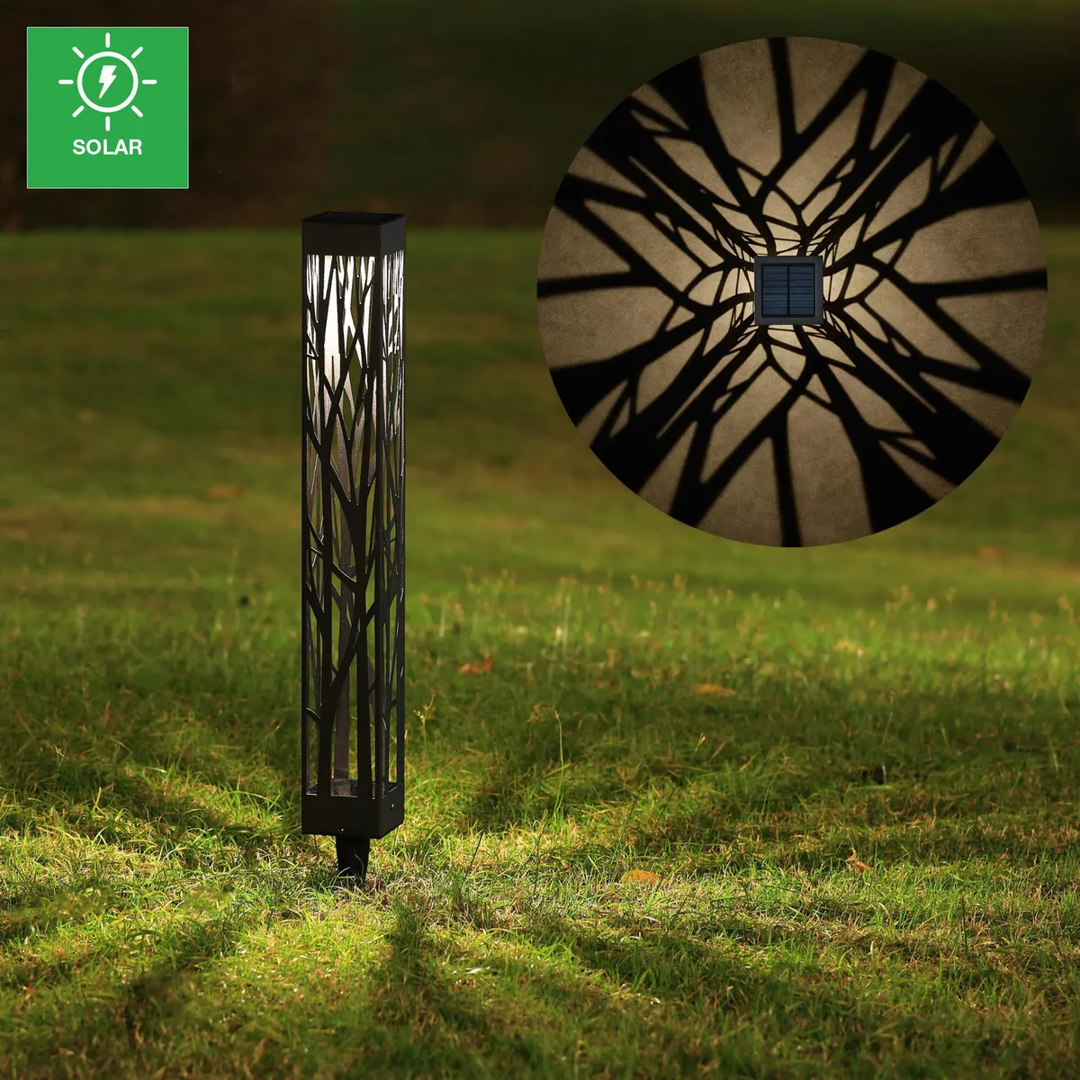 JUST HOME COLLECTION - Estaca Solar Led Rama Negro Luz Cálida