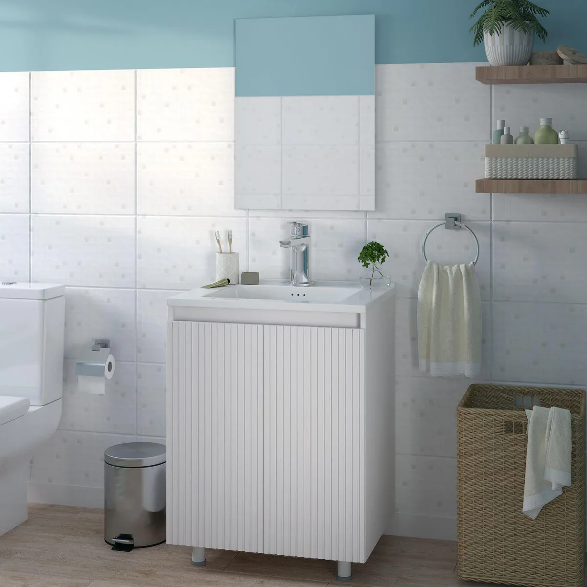 Combo Mueble de Baño Lavamanos Oslo + Espejo, marca SENSI DACQUA - Foto Principal