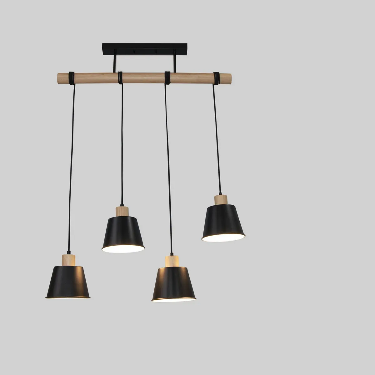 JUST HOME COLLECTION - Lámpara Colgante 4L E27 Negra