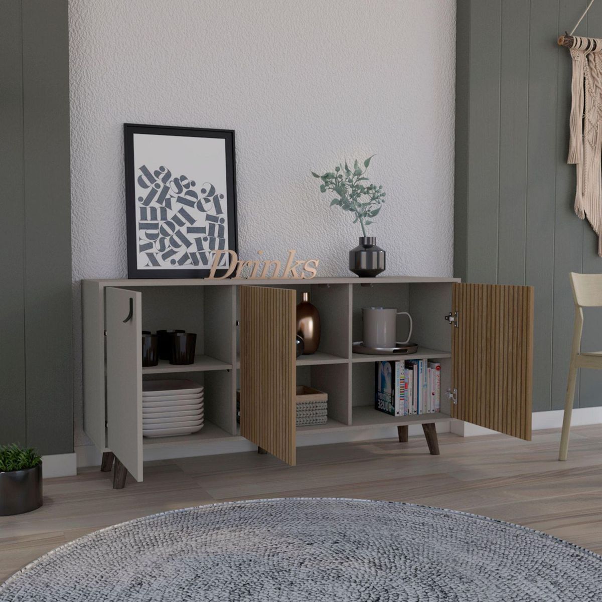 JUST HOME COLLECTION - Mueble Auxiliar 3 Puertas Funes