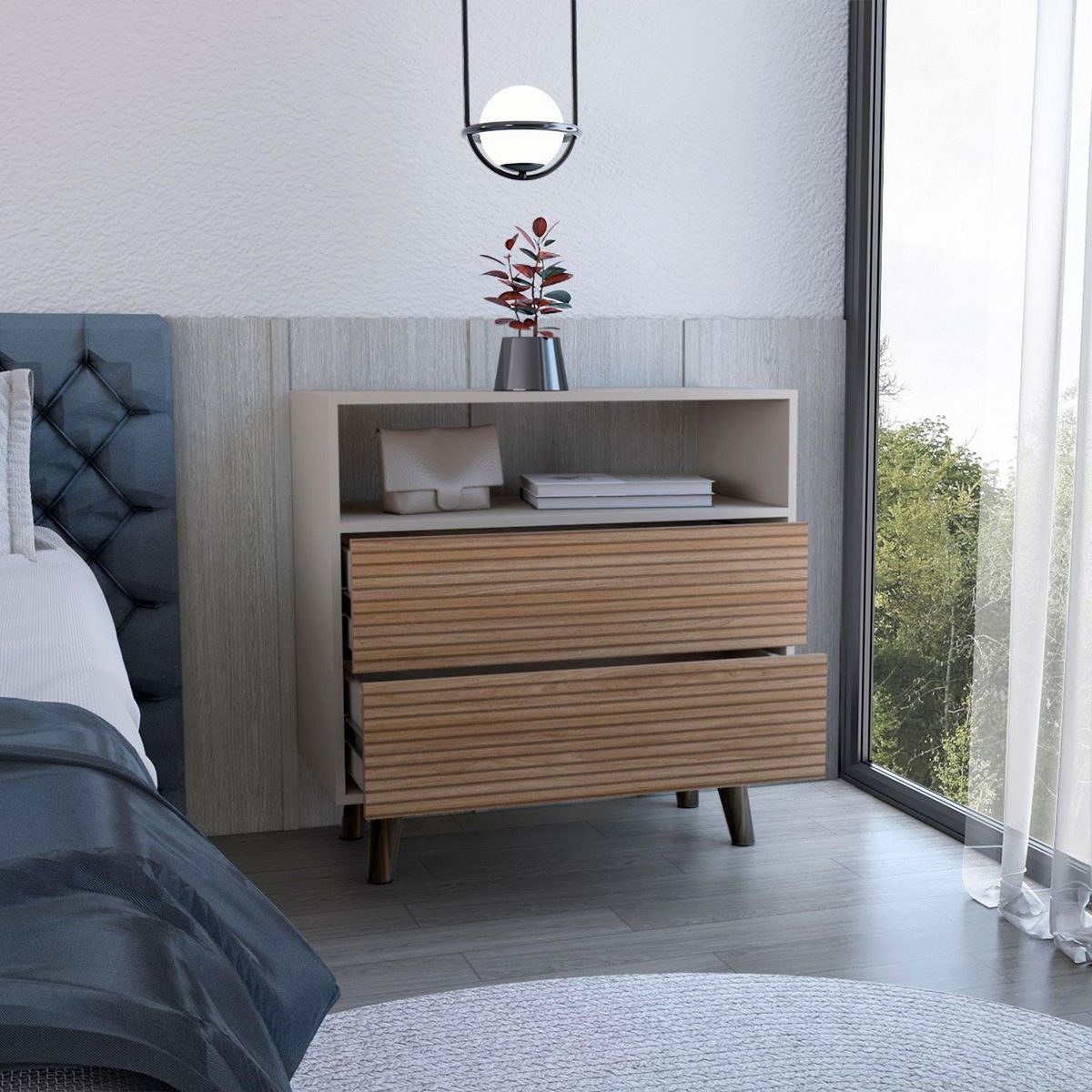 JUST HOME COLLECTION - Cómoda 2 Cajones Funes Café