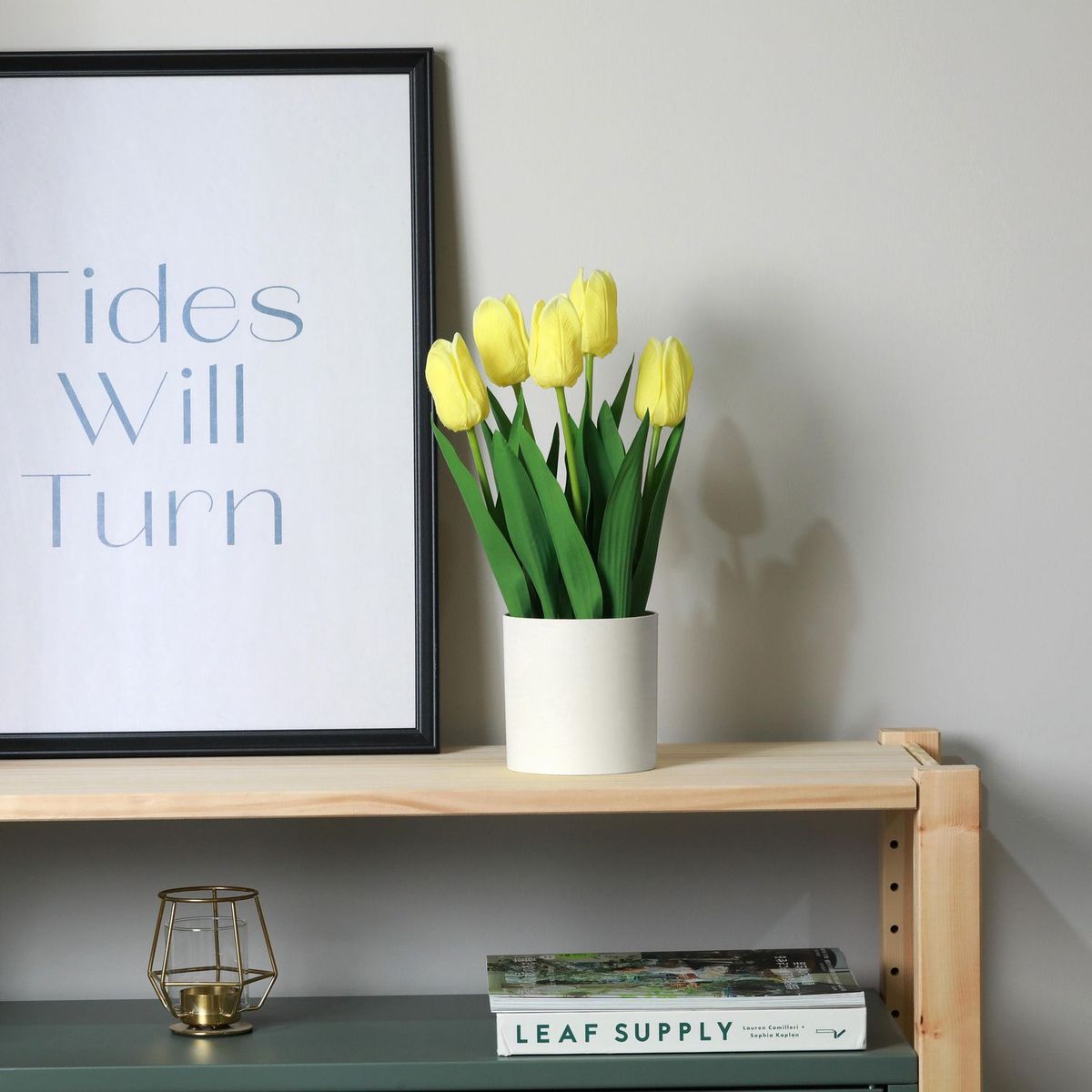 JUST HOME COLLECTION - Planta Artificial Tulipan Amarillo 36cm