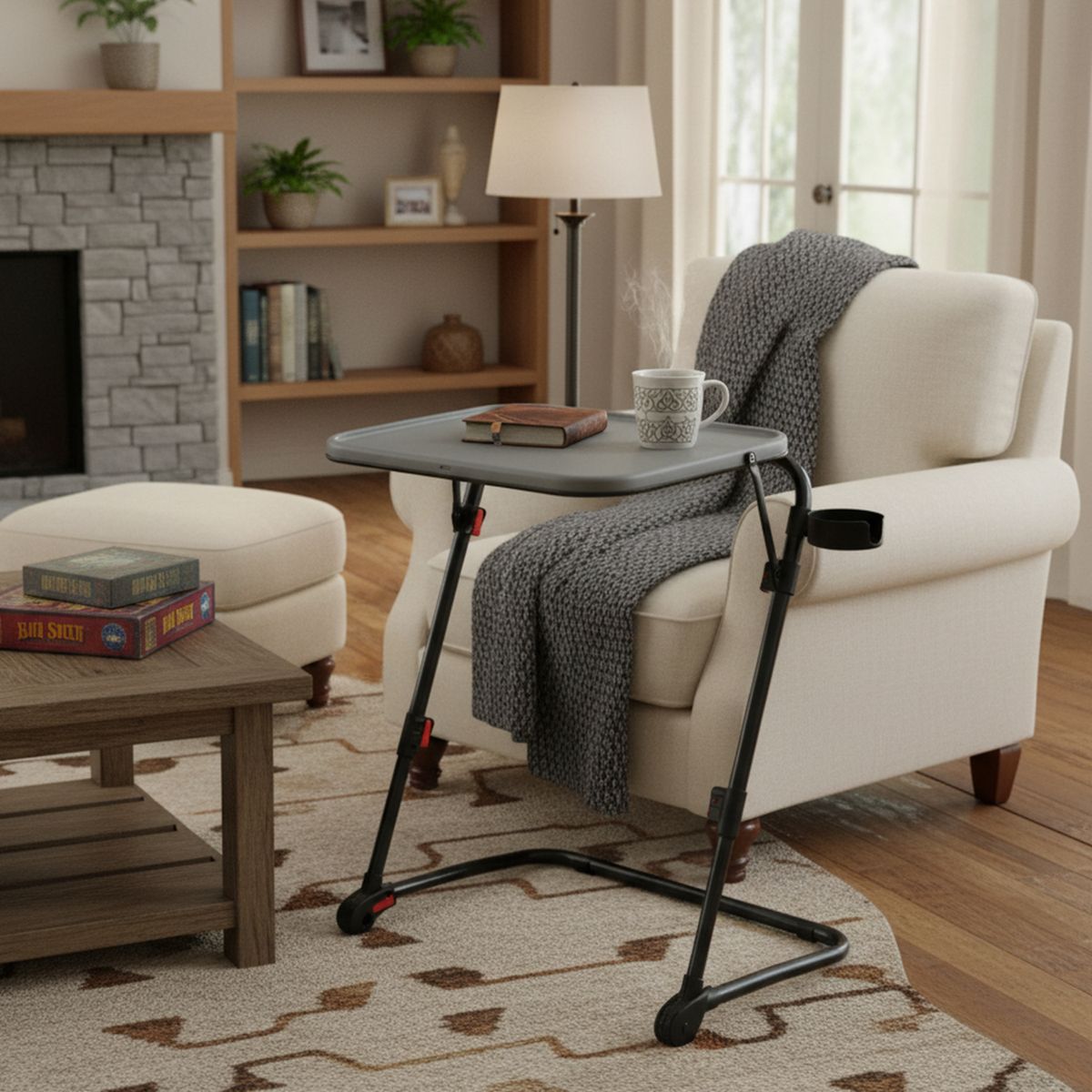 JUST HOME COLLECTION - Mesa Plegable Rectangular para Laptop 38x53x70 cm Gris