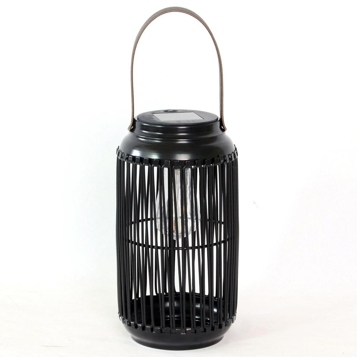 JUST HOME COLLECTION - Figura Decorativa Farol Solar Negro 24cm