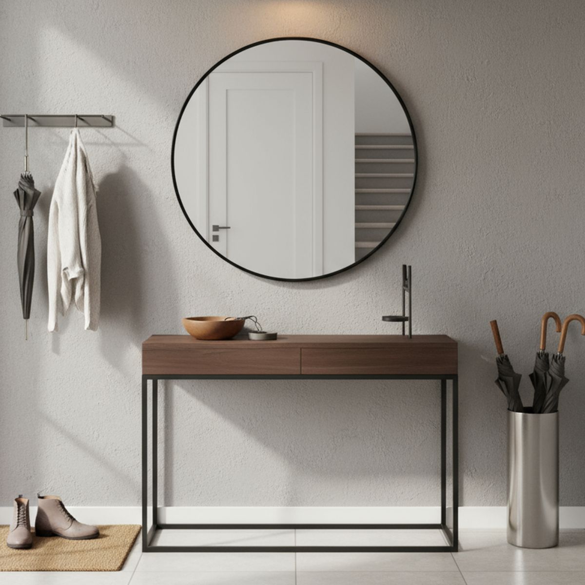 JUST HOME COLLECTION - Espejo Redondo 100x100cm Negro