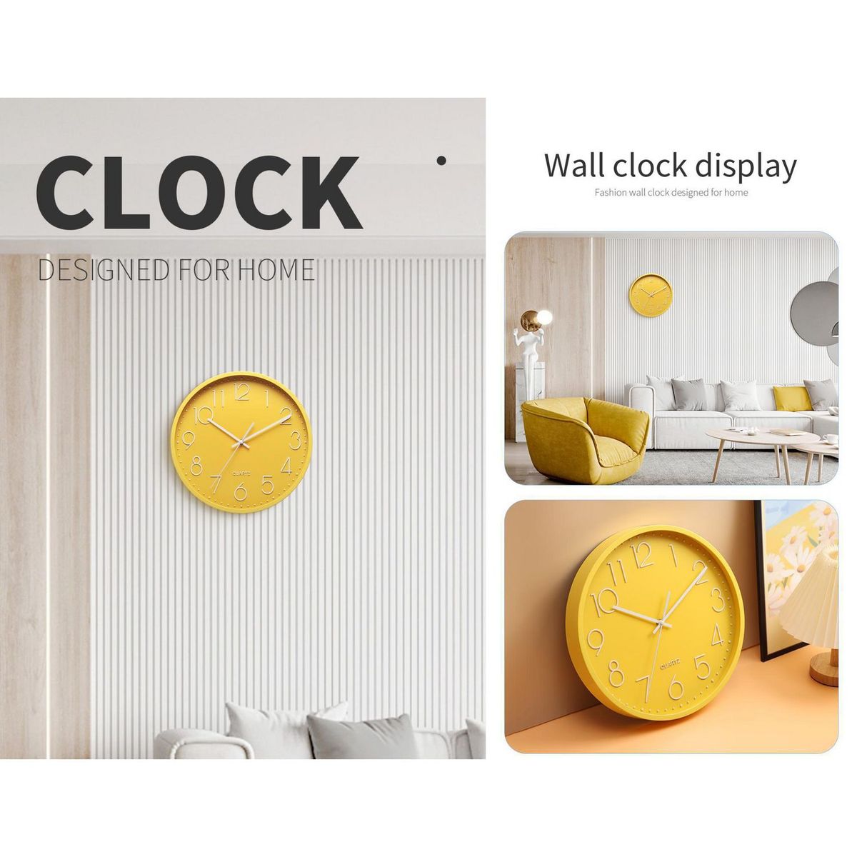 Reloj Muro Wonder 35cm Amarillo, marca CASA BONITA - Foto 2