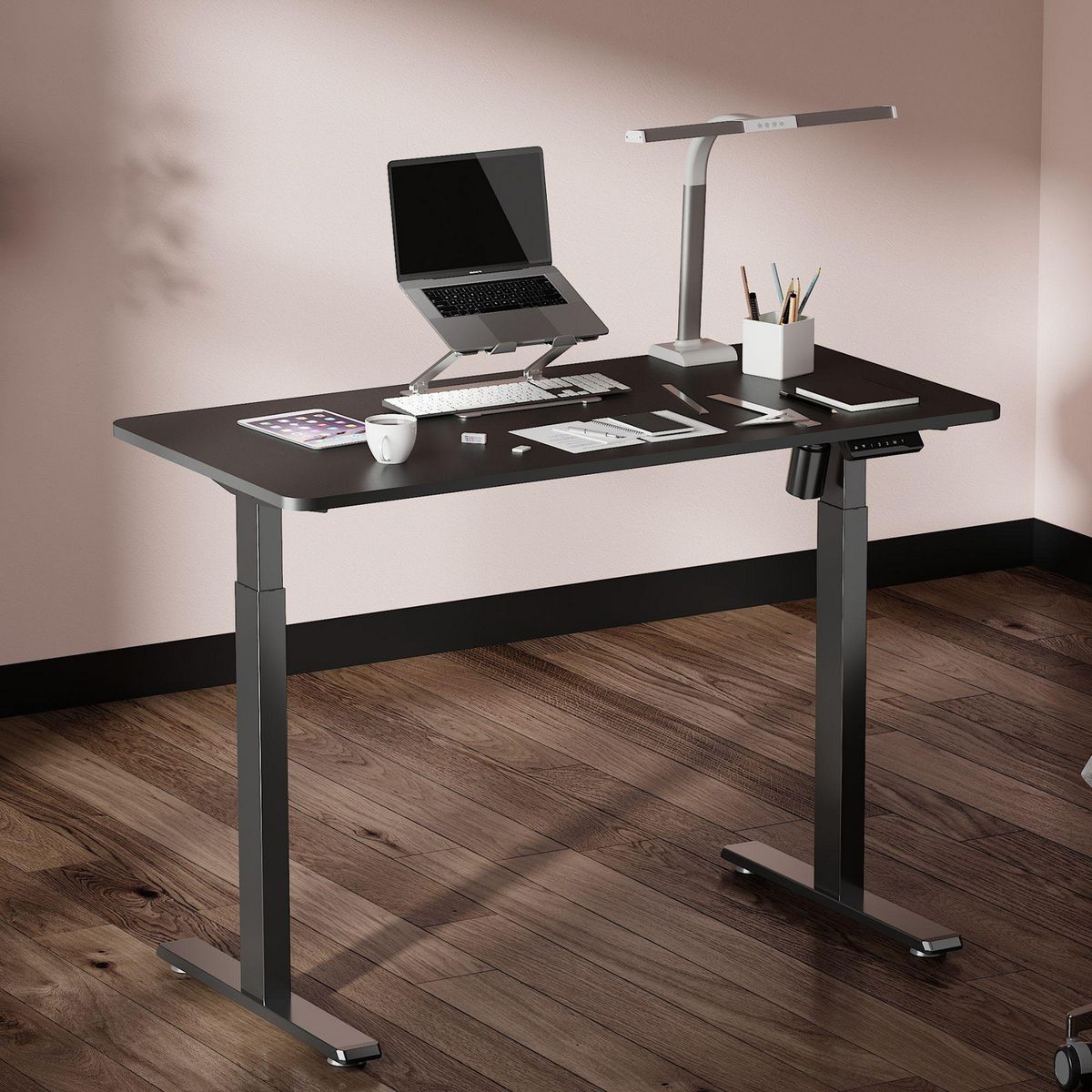 JUST HOME COLLECTION - Escritorio Negro Melamina Altura Regulable