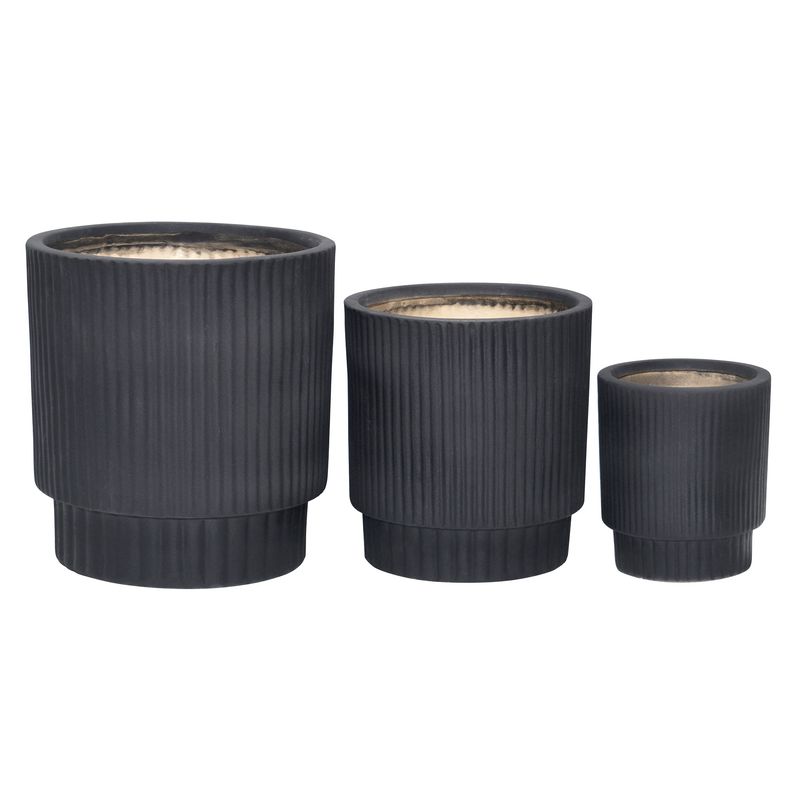 JUST HOME COLLECTION - Maceta Victoria de Cerámica Negro L + Maceta Victoria de Cerámica Negro M + Maceta Victoria de Cerámica Negro S