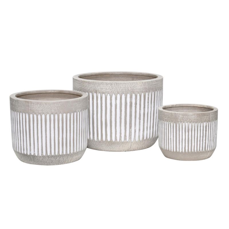 JUST HOME COLLECTION - Set 3 Macetas Victoria Cerámica Gris