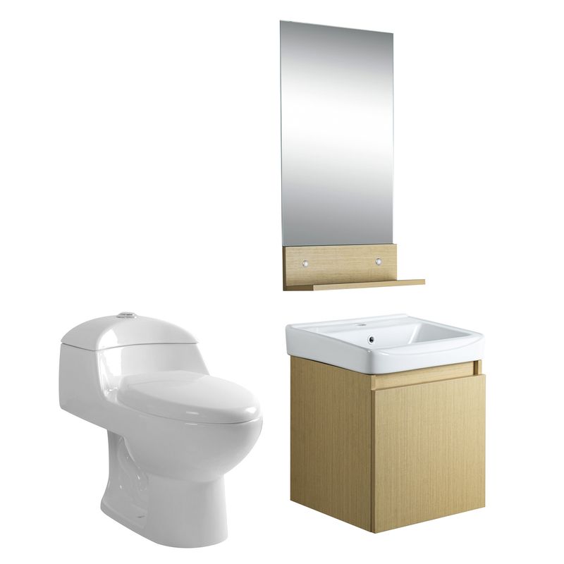 SENSI DACQUA - Combo Mueble Espejo Rio + WC Inodoro One Piece Lara Plus Blanco