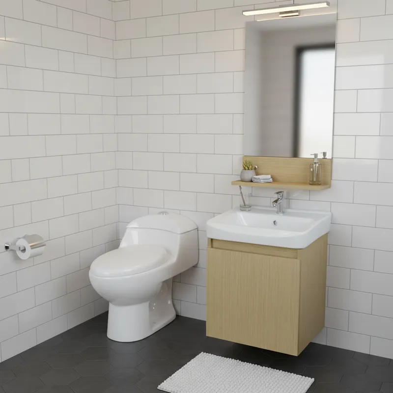 SENSI DACQUA - Combo Mueble Espejo Rio + WC Inodoro One Piece Lara Plus Blanco