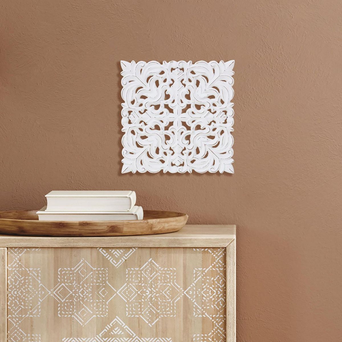 JUST HOME COLLECTION - Cuadro Forma Diseño 26x26cm Blanco