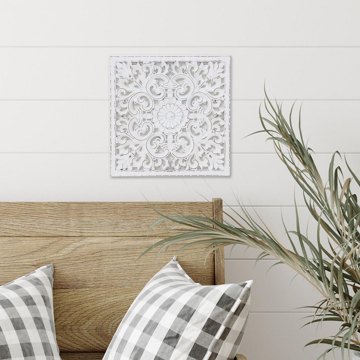 JUST HOME COLLECTION - Cuadro Forma Diseño 26x26cm Blanco