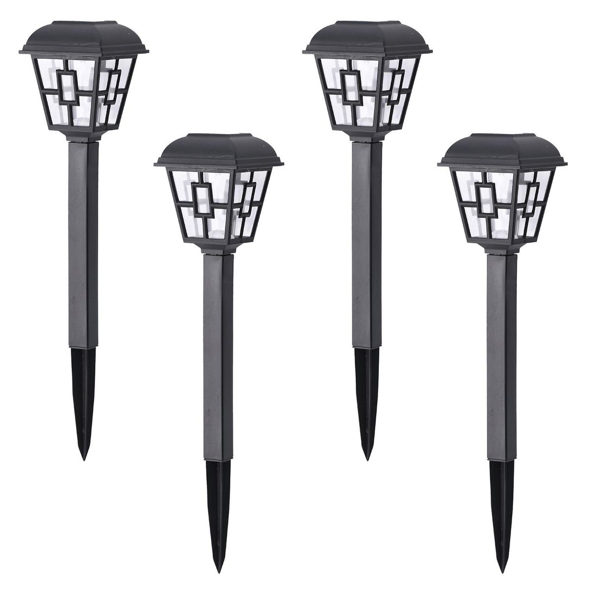 JUST HOME COLLECTION - Set X4 Estacas Solares Amorphus Negro Luz Fría