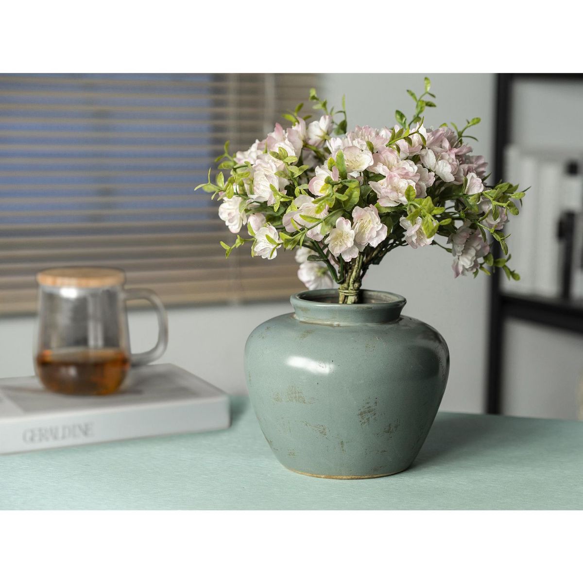 JUST HOME COLLECTION - Florero de Cerámica Gris 15.5x12.5cm