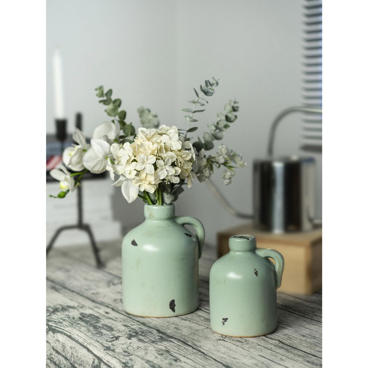 JUST HOME COLLECTION - Jarrón de Cerámica Verde 15x14x18.5cm