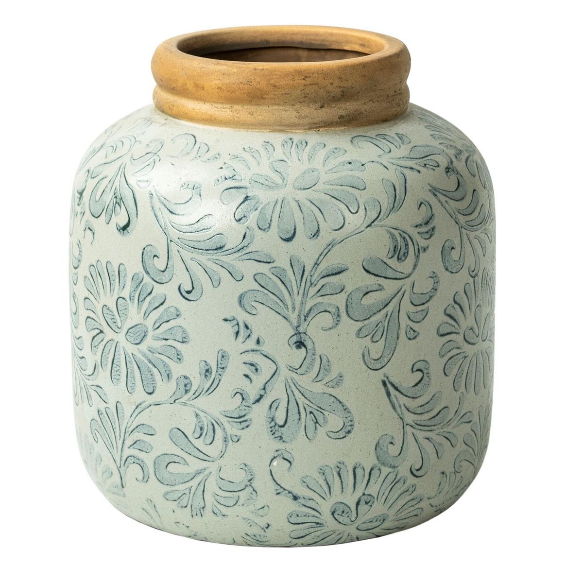 JUST HOME COLLECTION - Florero de Cerámica Azul y Blanco 19x20cm