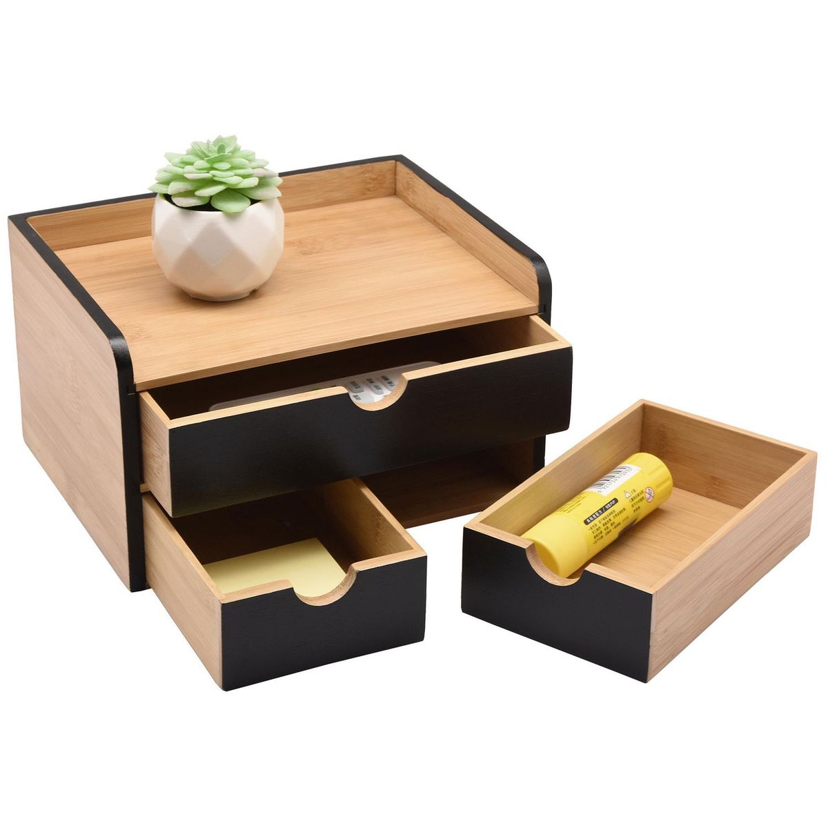 JUST HOME COLLECTION - Organizador de Escritorio Bambú/Negro