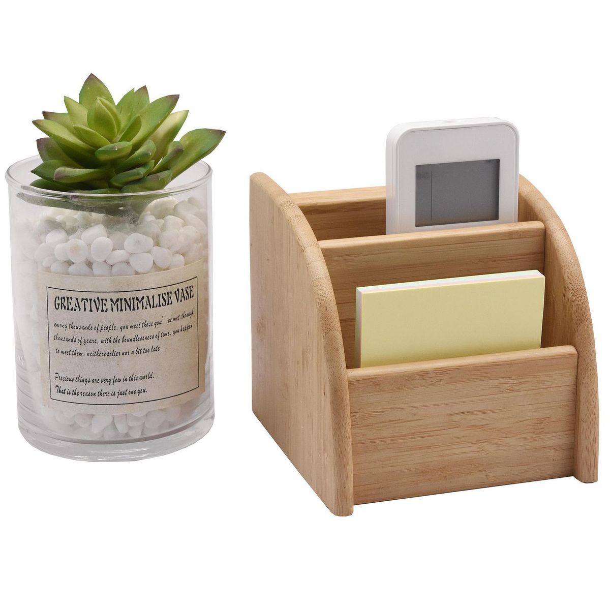 JUST HOME COLLECTION - Organizador de Escritorio con Divisiones Bambú