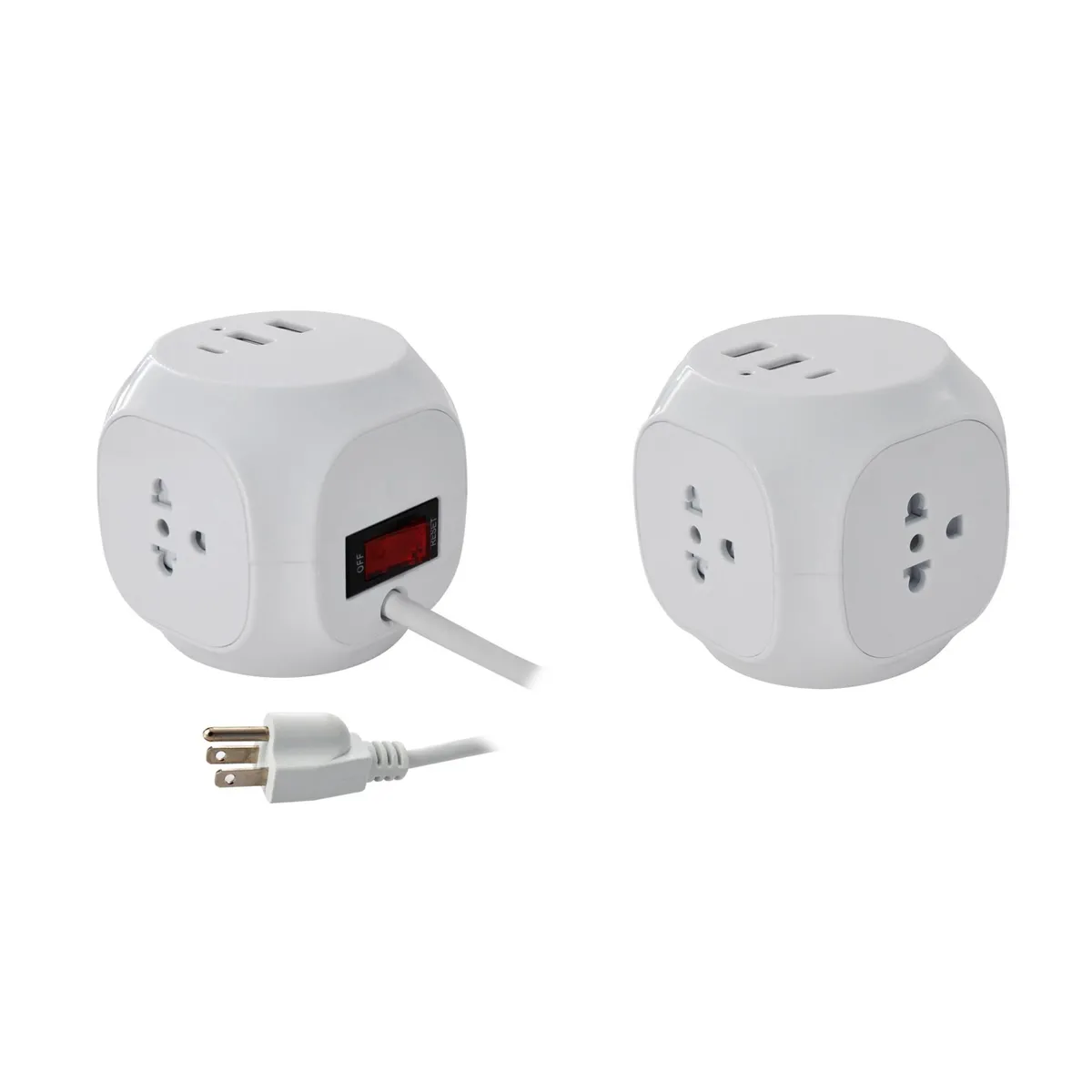 HALUX - Extensión U Cubo 3T/2Usb/Usb-C Blanco