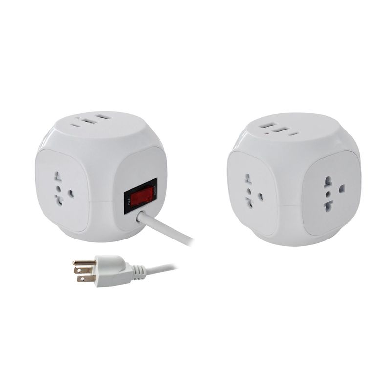 HALUX - Extensión eléctrica Universal Cubo 3T/2Usb/Usb-C Blanco