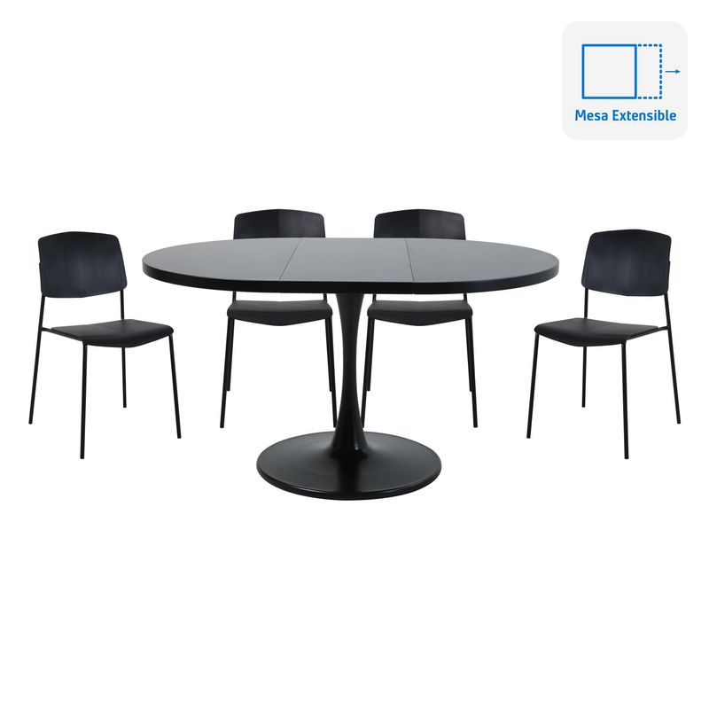 JUST HOME COLLECTION - Juego de Comedor 4 Sillas Negro