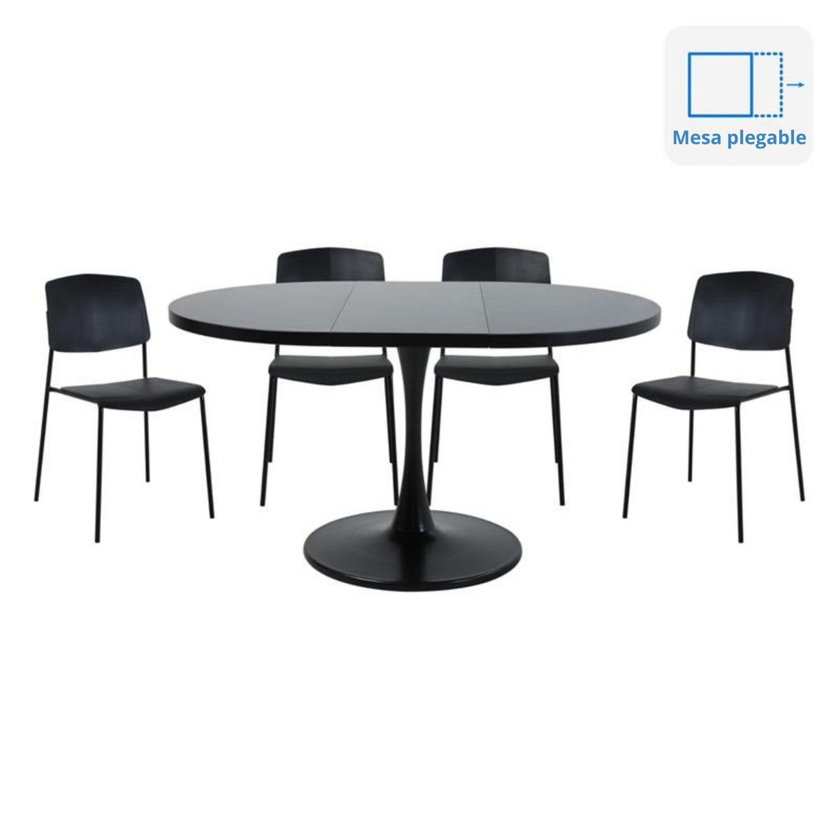 JUST HOME COLLECTION - Juego de Comedor Plegable 4 Sillas Negro
