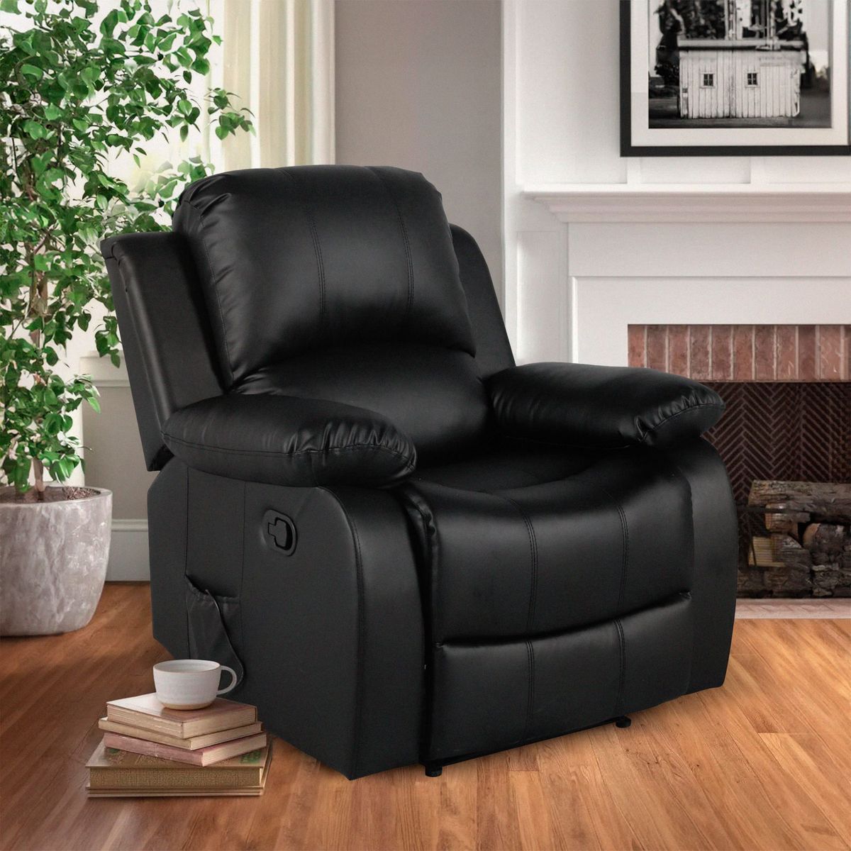 JUST HOME COLLECTION - Sillón Reclinable 1 Cuerpo Calentador Masajeador Atlanta