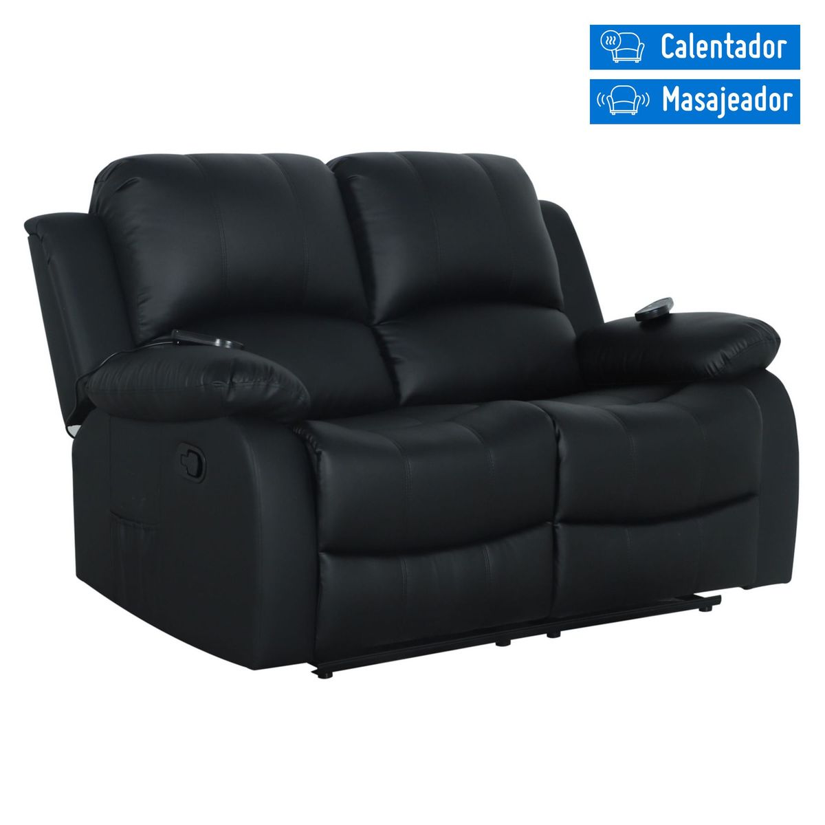 JUST HOME COLLECTION - Sillón Reclinable 2 Cuerpos Masajeador Calentador Atlanta Negro