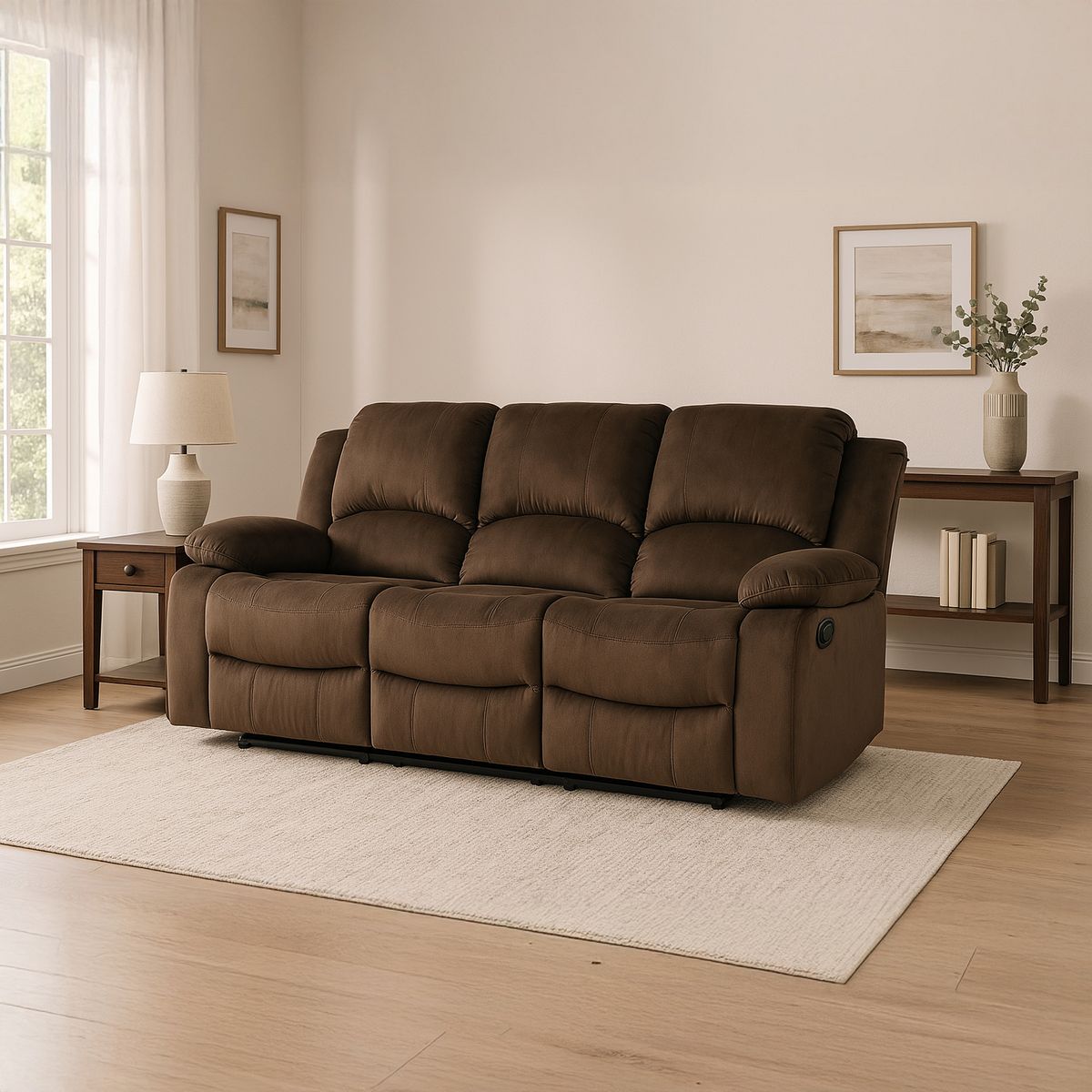JUST HOME COLLECTION - Sillón Reclinable 3 Cuerpos Washington con Portavasos