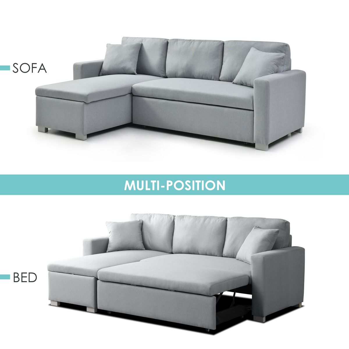 JUST HOME COLLECTION - Sofá Cama Seccional con Almacenamiento Olive