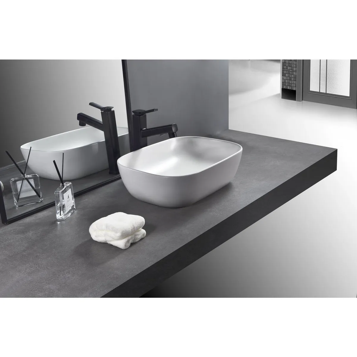 SENSI DACQUA - Lavamanos de Cerámica Ovalado Mate Blanco