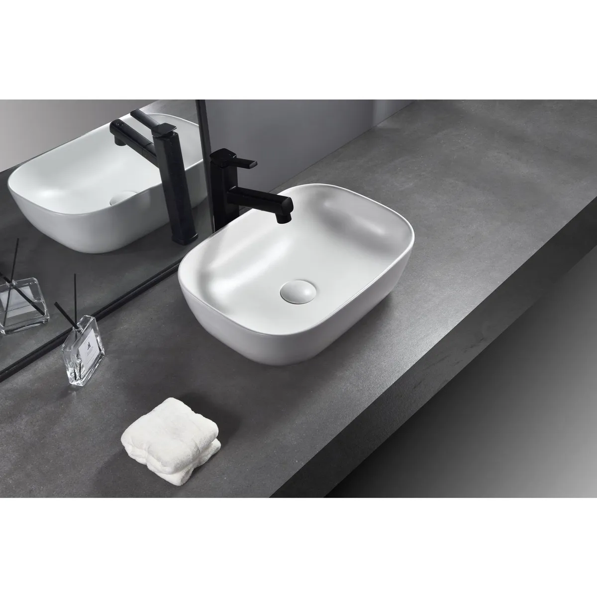 SENSI DACQUA - Lavamanos de Cerámica Ovalado Mate Blanco