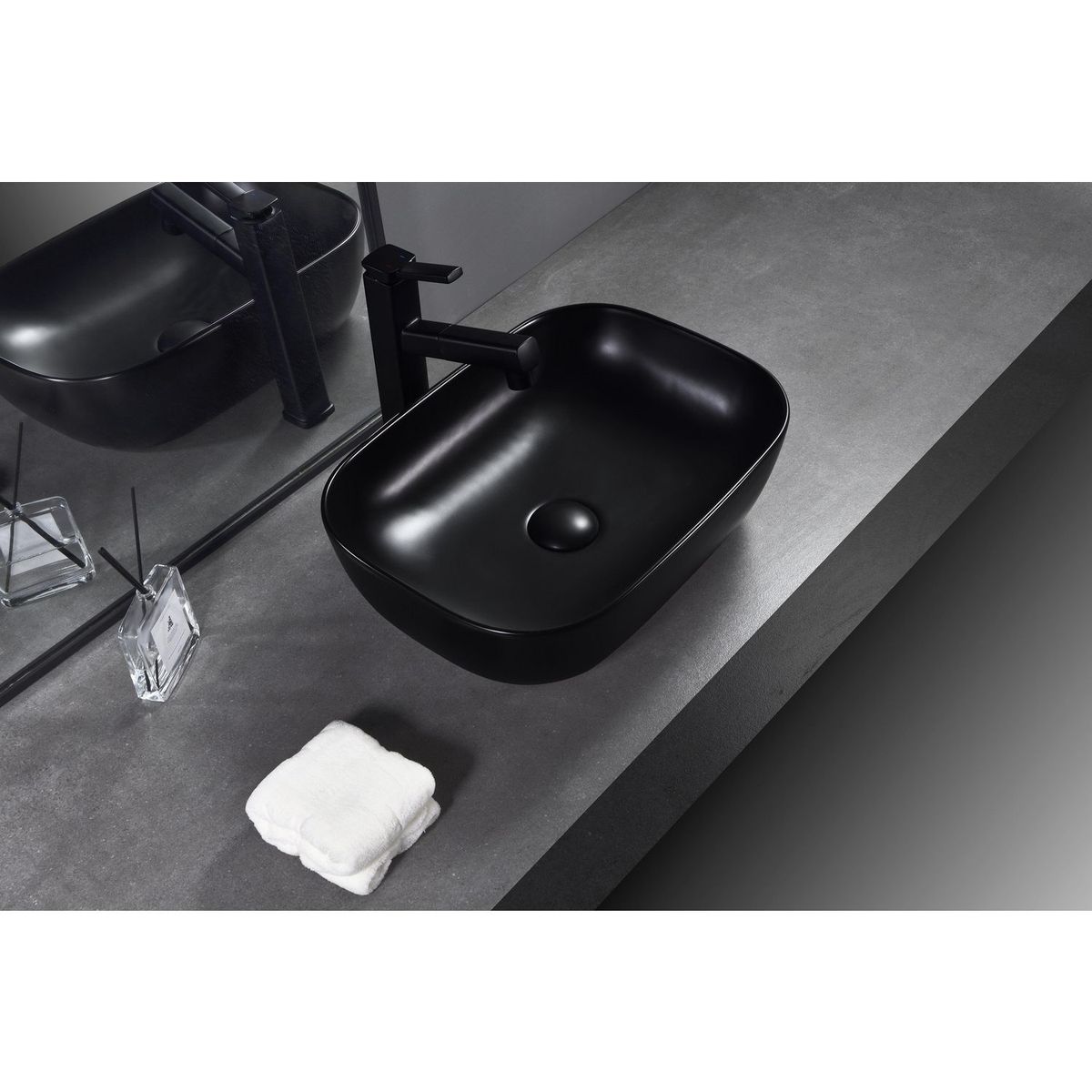 SENSI DACQUA - Lavamanos de Cerámica Ovalado Mate Negro