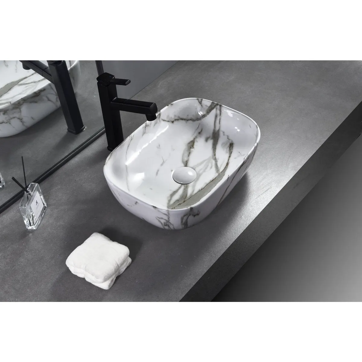 SENSI DACQUA - Lavamanos de Cerámica Ovalado Mármol