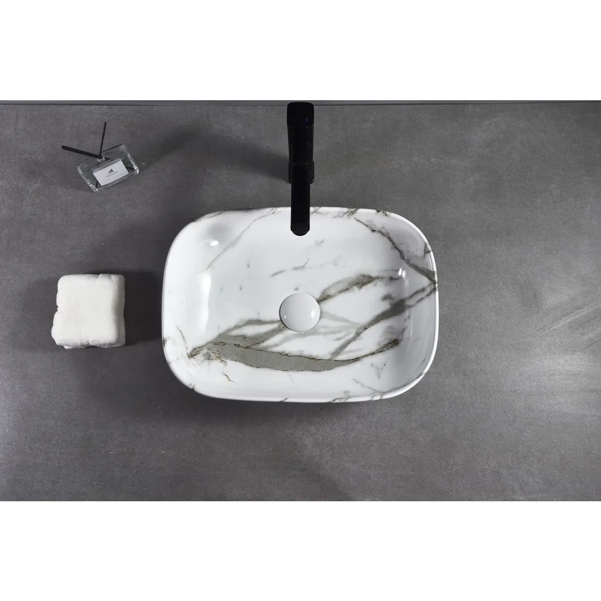 SENSI DACQUA - Lavamanos de Cerámica Ovalado Mármol