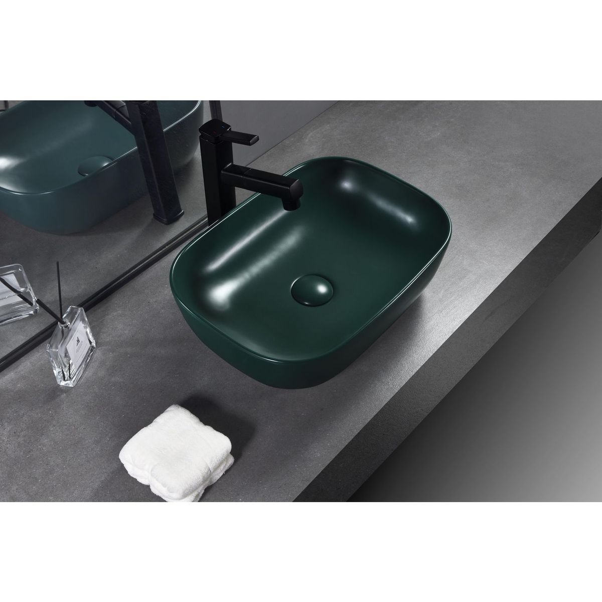 SENSI DACQUA - Lavamanos de Cerámica Ovalado Mate Verde