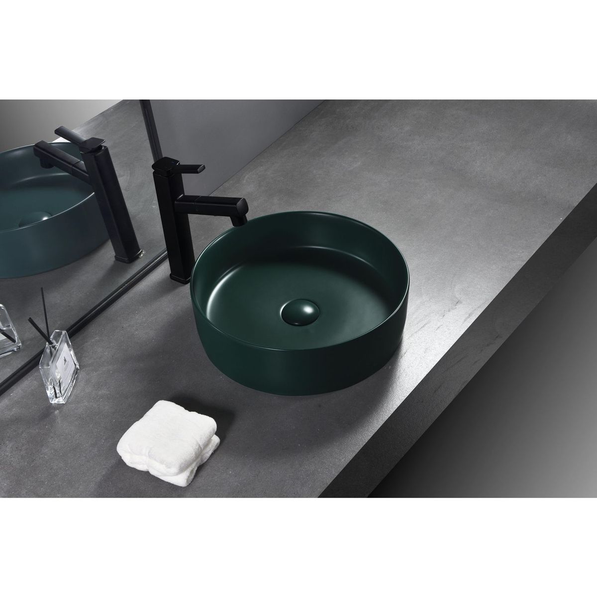 SENSI DACQUA - Lavamanos de Cerámica Circular Mate Verde