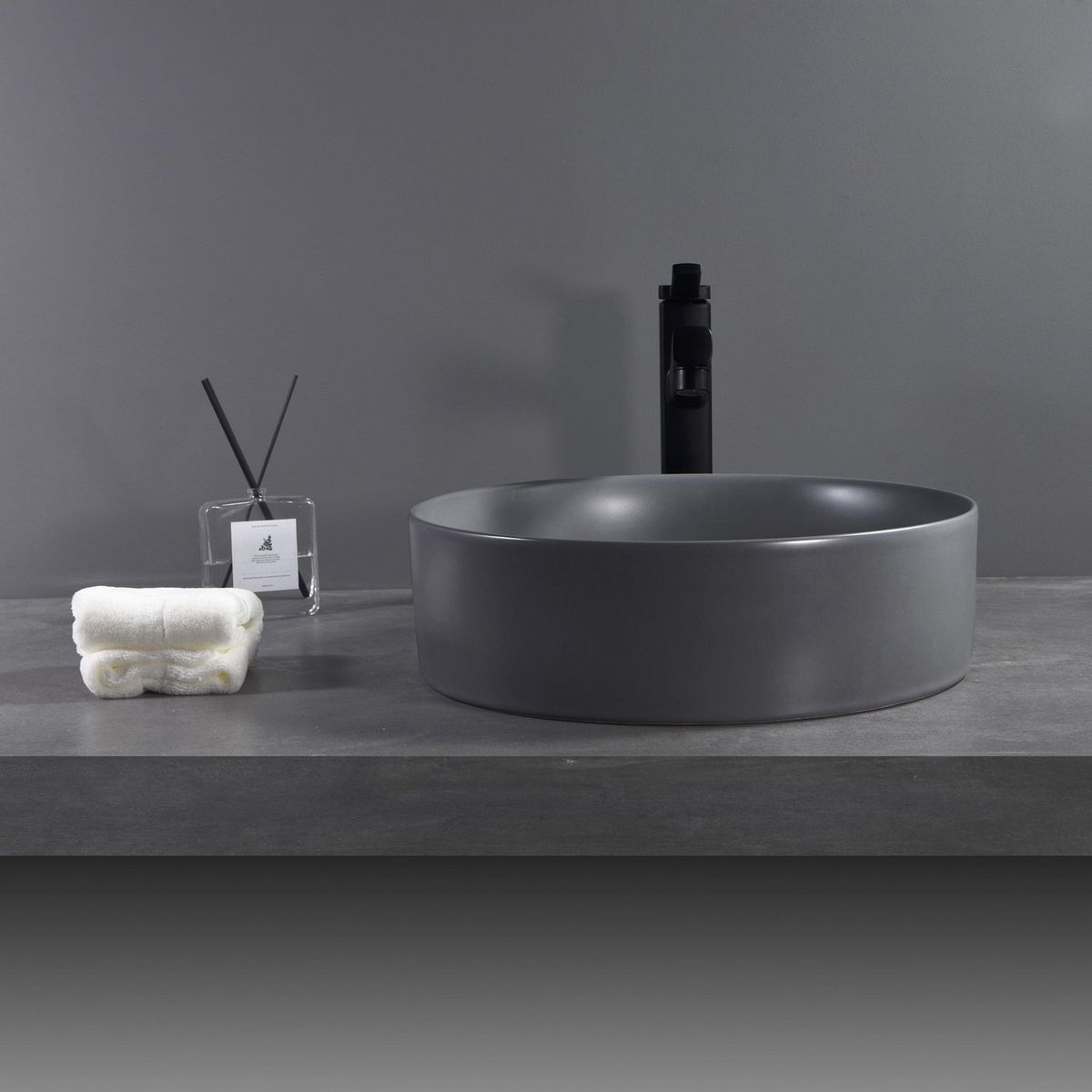 SENSI DACQUA - Lavamanos de Cerámica Circular Mate Gris