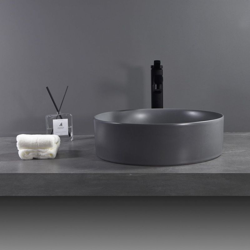 SENSI DACQUA - Lavamanos de Cerámica Circular Mate Gris
