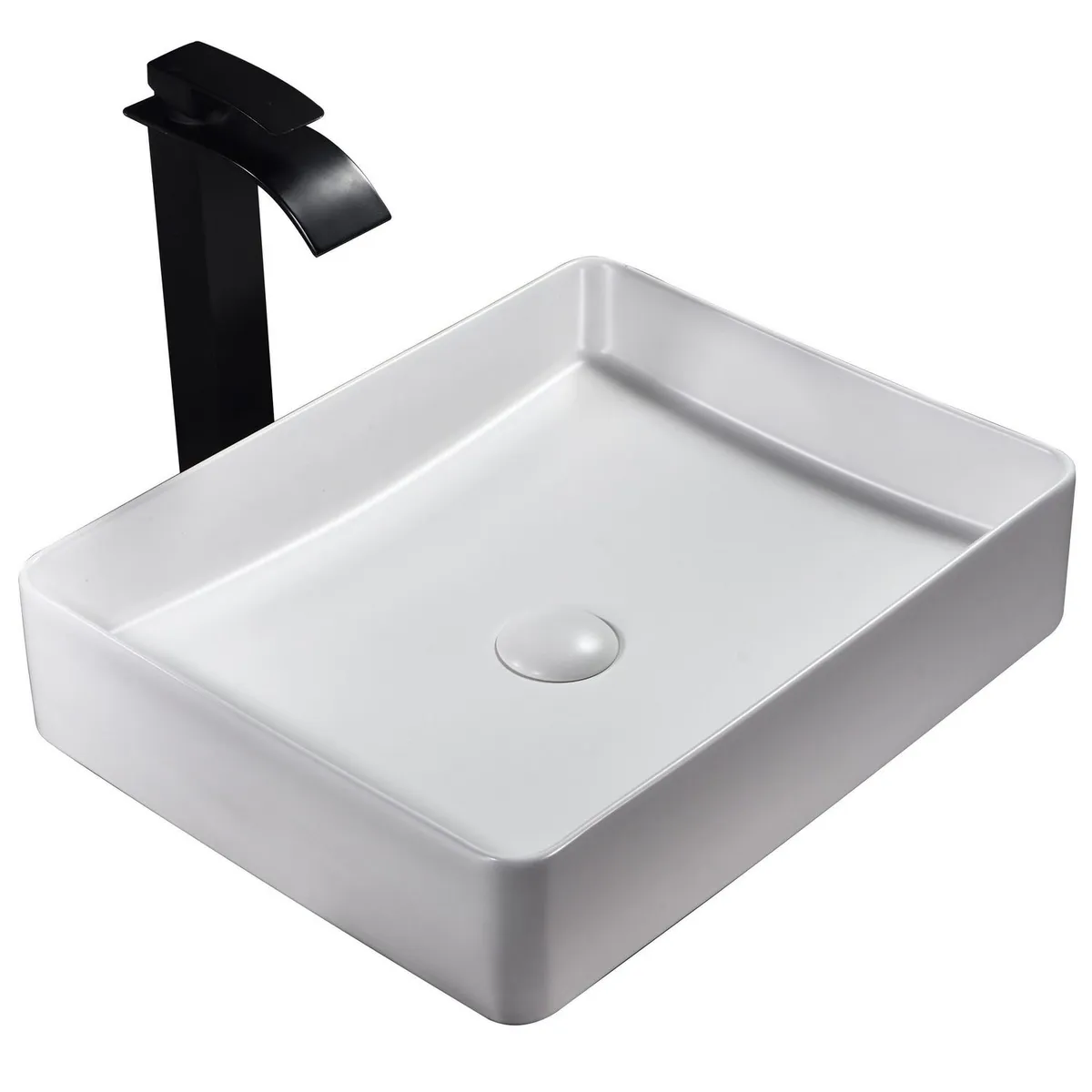 SENSI DACQUA - Lavamanos de Cerámica Rectángular Mate Blanco