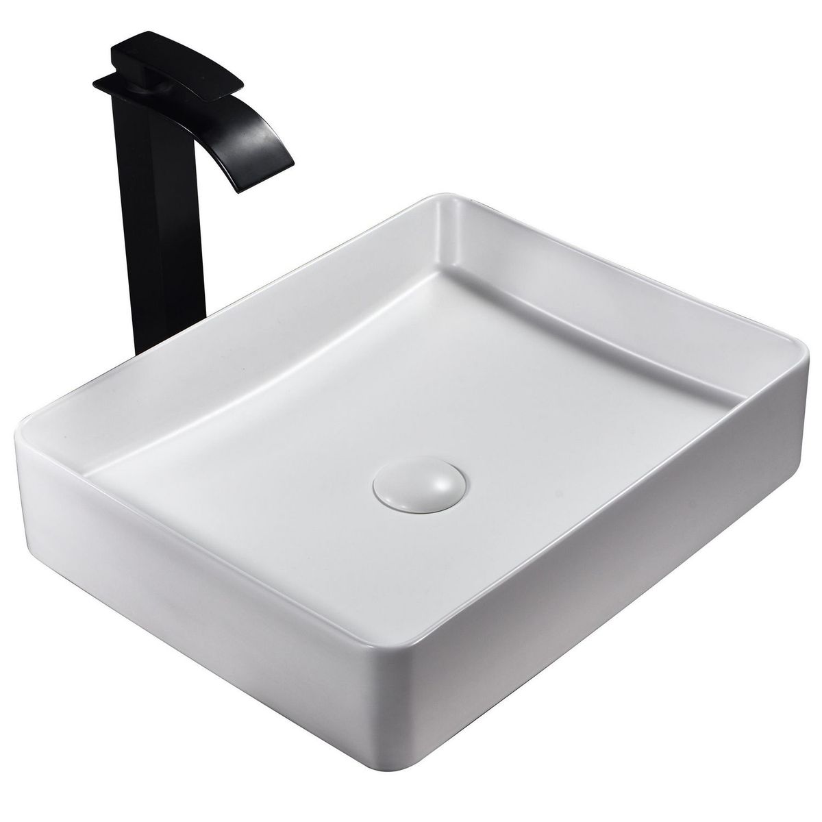 SENSI DACQUA - Lavamanos de Cerámica Rectángular Mate Blanco