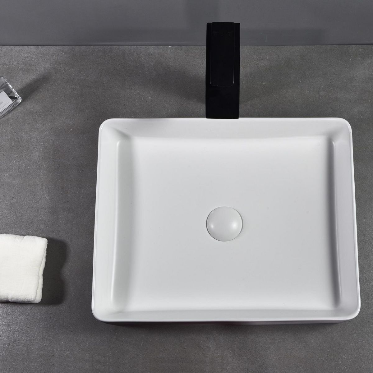 SENSI DACQUA - Lavamanos de Cerámica Rectángular Mate Blanco