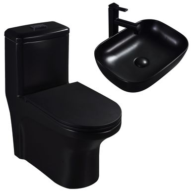 One Piece Roma Blanco Mate + Lavamanos de Cer�mica Ovalado Mate Negro